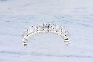 3.00 Carat EMERALD Cut Diamond Eternity Ring - Platinum Setting 