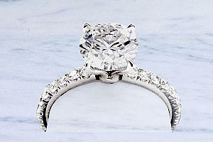 2.13 Carat TW GIA Round Briliant Diamond - Platinum Engagement Ring 