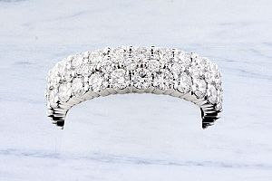 Three Row Diamond Wedding Ring - 3.30 Carats 18K White Gold