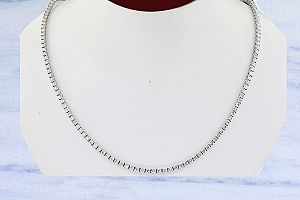 3.35 Carat TW Diamond Tennis Necklace - 14K WG - Adjustable Length 