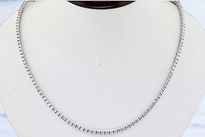 4.80 Carat TW Diamond Tennis Necklace - 14K WG - Adjustable Length 