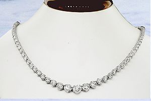 7.00 CaratTW Graduated Diamond Necklace - 14K WG  