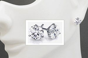 1.00 Carat GIA IDEAL Cut Diamond Studs - GIA H/SI1++ -14K WG Martini Setting 