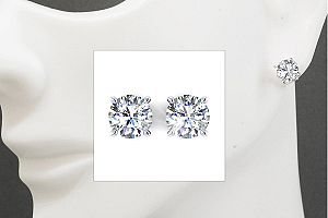 1.00 Carat GIA IDEAL Cut Diamond Studs - GIA I/SI1++ -14K WG 4 PRG Setting 