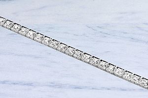 3.80 CT Platinum and  Diamond "Estate" Tennis Bracelet - Platinum "Block" Design