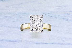 2.51 Carat GIA Elongated CUSHION CUT - 14K YG and Platinum Engagement 