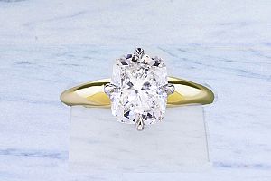 1.87 Carat ELONGATED Cushion Cut -Cut - 14K YG and Platinum Engagement Ring 