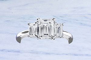 1.91 Carat Three-Stone GIA Emerald Cut - PLATINUM Engagement Ring 