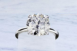 3.64 Carat OLD EUROPEAN Cut Round Brilliant Cut Diamond Engagement Ring - PLATINUM